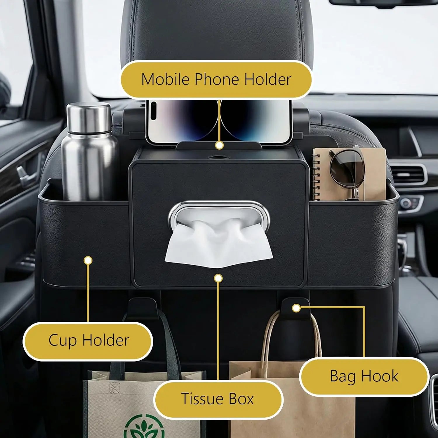 Crispella Backseat Organizer Loaded with Pockets, Hooks & More